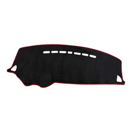 INFINAUTO Dash Cover, Center Console Non-Slip Dashboard Carpet Mat for Mitsubishi Lancer EX 2008-2017 Flannel Black Red,1Pc