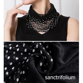 sanctrifolium 100% Silk Neck Cover, Snood, Neck Warmer, UV Protection, Cold Protection, Sunburn Protection, Silk Women's, black small dot