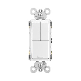 Legrand Radiant RCD113WCC6 15 Amp Combination 3-in-1 Decorator Rocker Light Switch, Two Single Pole Switches and One 3-Way Switch, White with Screwless Wall Plate (1 Count)