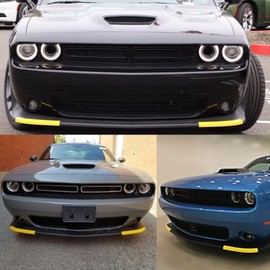 JDMON Front Bumper Lip Splitter Protector Compatible with Dodge Challenger Scat Pack 2015 2016 2017 2018 2019 2020 2021, RT GT 2019-2021, Scat Pack Challenger Accessories, RT Front Lip Kit, Yellow