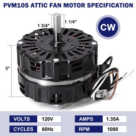 Hiorucet Attic Fan Motor Ventilator PVM105 Replacement Motor Compatible with for EGV5, ERV4, ERV5, PR-1, PR-2, PG1, and PG2 Series for Broan Nutone Attic Fans