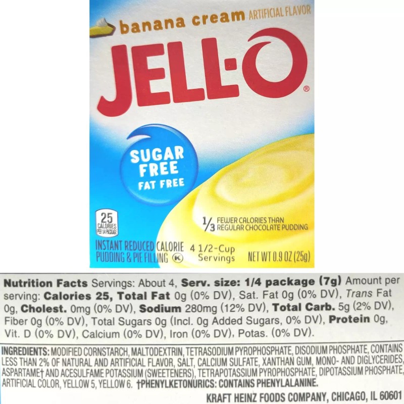 JELL-O Jello Sugar Free Fat Free Pudding Mix Variety Pack