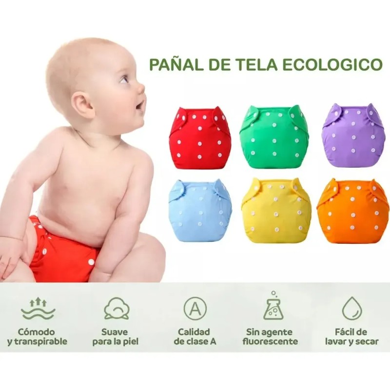Pañales Ecológicos Paquete 12 Reutilizables + 12 Insertos