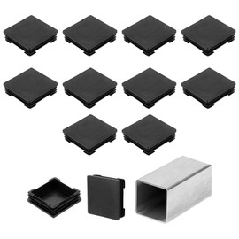 QUARKZMAN 2 3/4 Inch (70 mm) Square Pipe Plugs, Pack of 12 Plastic Hole Plugs, Insert End Cap for Metal Pipes, Posts, Chair Legs, Table, Bookshelves, Furniture, Black