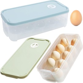 2 Pieces 10 Grid Egg Containers, Plastic Egg Box with Lid, Egg Container, Egg Dispenser, Fridge for Fridge, Kitchen