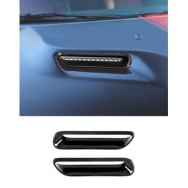 DSWSQ 2pcs Hood Scoop Vent Cover Trim Bezel Ring Compatible with Dodge Challenger 2009 2010 2011 2012 2013 2014 Exterior Accessories, Carbon Fiber