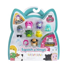 Squish-a-Longs Paquete de 8 (Estilo 1 - W2) - (8) Mini-Squish de 1 Pulgada con (2) Accesorios, (1) Anillo y una guía de coleccionista - Coleccionar, comerciar y Jugar