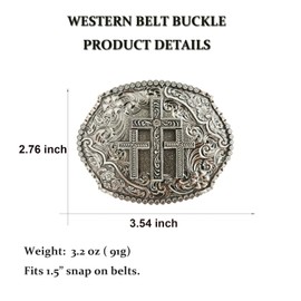 WALEOO Western Belt Buckles for Men Rodeo Cowboy Cowgirl, Religious Cross Faith Belt Buckle Gifts for Women Men Christmas