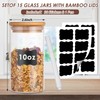 Claplante 10oz Glass Storage Jars with Bamboo Airtight Lids, Set