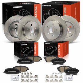 A-Premium Front Vented and Rear Solid Disc Brake Rotors + Ceramic Pads Kit Compatible with Select Toyota Models - Corolla 2019 2020 2021 2022, 12-PC Set