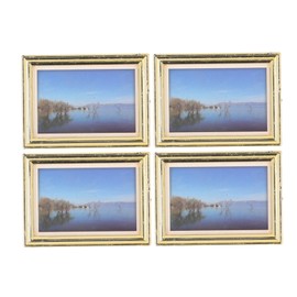 1:12 Scale Dollhouse Paintings Picture Frame 4pcs Realistic Miniature Dollhouse Wall Oil Painting Decor Type 2