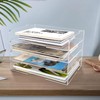 4 Pack- Stackable Paper Letter Tray,Clear Acrylic Magazine Holder and
