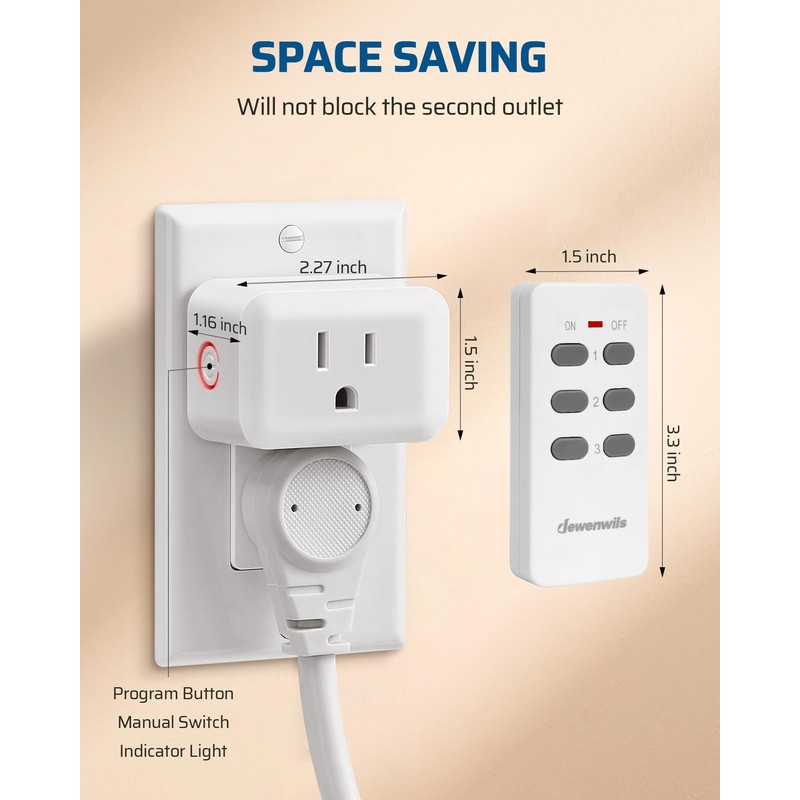 DEWENWILS Wireless Outlet, Programmable and Expandable Electrical Outlet Switch, Wireless