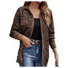 SOLY HUX Women's Leopard Print Jacket Button Down Long Sleeve
