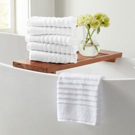 Great Bay Home White Hand Towels - 100% Combed Cotton 6 Pack 26x16 Hand Towel Set - Absorbent & Quick-Dry Towels for Bathroom - Zero-Twist, Combed Cotton (White)