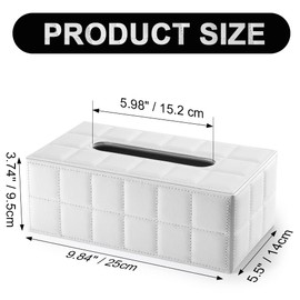 KINGFOM™ Rectangular Leather Tissue Box Tissue Holder for Home, Office, Car Automotive Decoration (White)