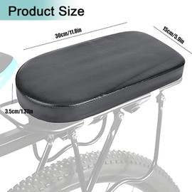 Bicycle Rear Rack Cushion Seat, Bicycle Manned Cushion, Mountain Bike Back Shelf Seat Cushion Manned Comfortable Saddle, PU Leather Wide Soft Pad Accessory for Sports Trail Riding, Detachable Design