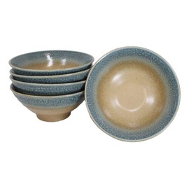 Ebros Gift Artistic Blue River Ao Nagashi Collection Dinnerware Serveware Kitchenware Set Asian Japanese Restaurant Supply (Pack Of 5 Large Ramen Soup Dinner Bowl 40oz)