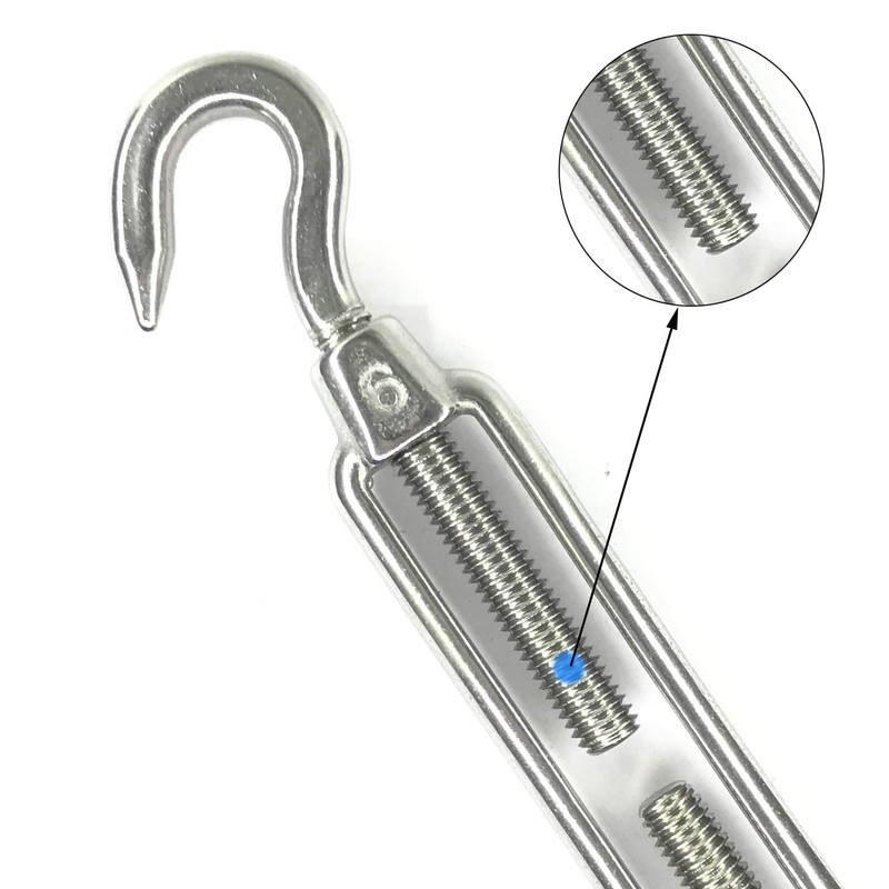 HEVERP 6Pcs M6 Stainless Steel Hook & Hook Turnbuckle, Shade