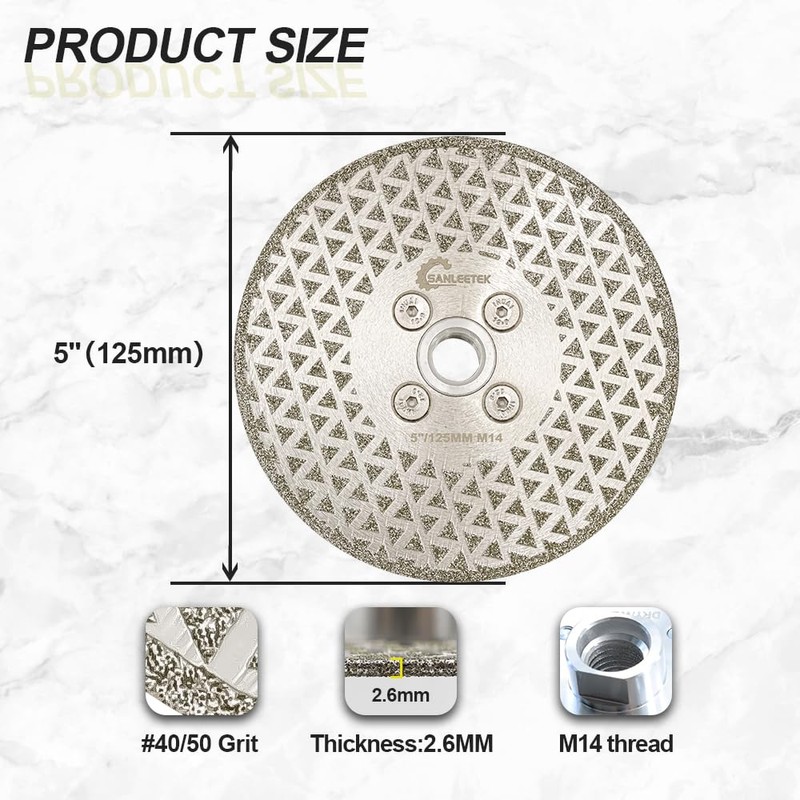 Diamond Cutting Grinding Disc 125mm - Double Side Coated Electroplated