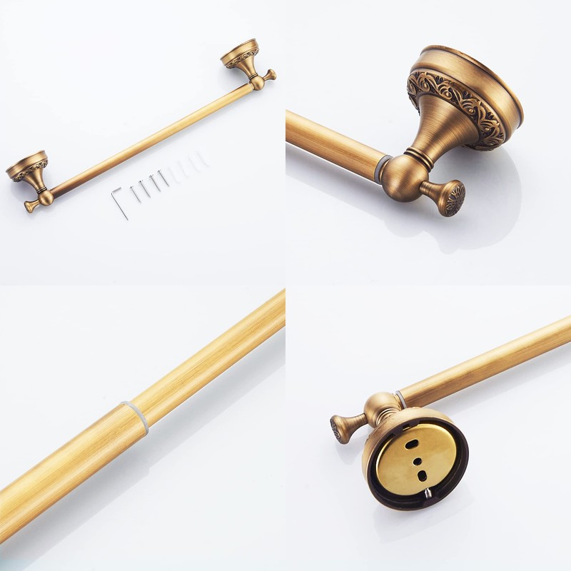 Antique Bronze Bathroom Hardware Set,Adjustable Towel Rack, Toilet Roll Paper