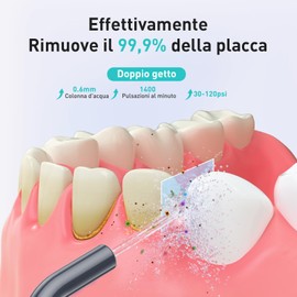 COSLUS Munddusche Kabellos Tragbar Elektrische Zahnreiniger, 300ML Wassertank Wiederaufladbar Zahndusche Doppelt Wasser Zähne Flosser IPX7 Wasserdicht Munddusche für Reinigung auf Reisen Grau