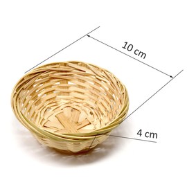 Set Bamboo Basket, Decorative Basket Weave Round 4 by 4 Inches Set of 5 or 10), Wood, beige, 10 er Set