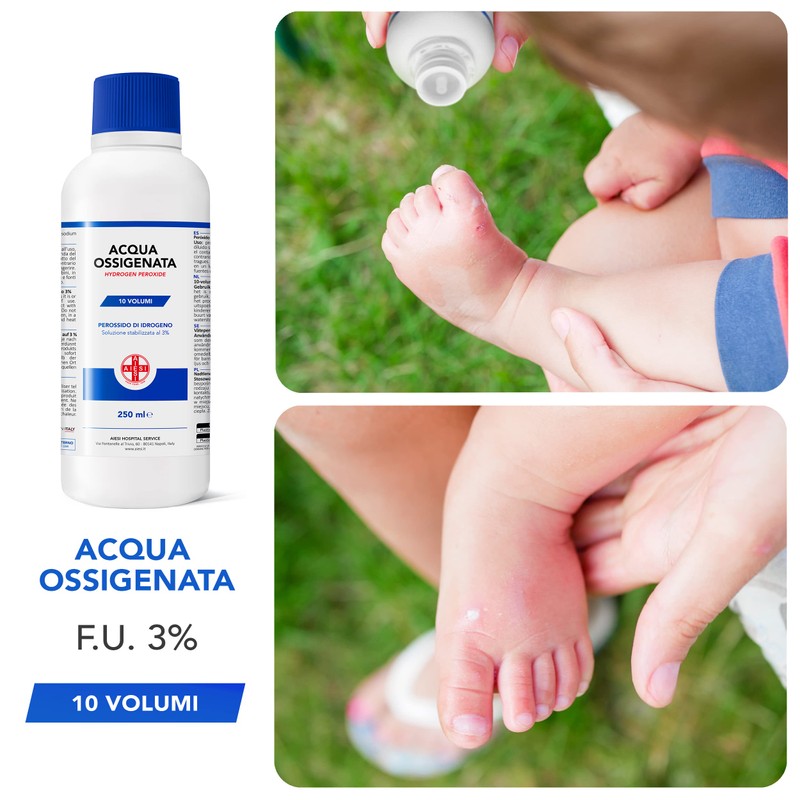 AIESI® Acqua Ossigenata F.U. disinfettante (2x250 ml) con tappo di