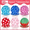 60Pcs Hibiscus Party Paper Plates 9" Disposable Heavy Duty Hawaiian