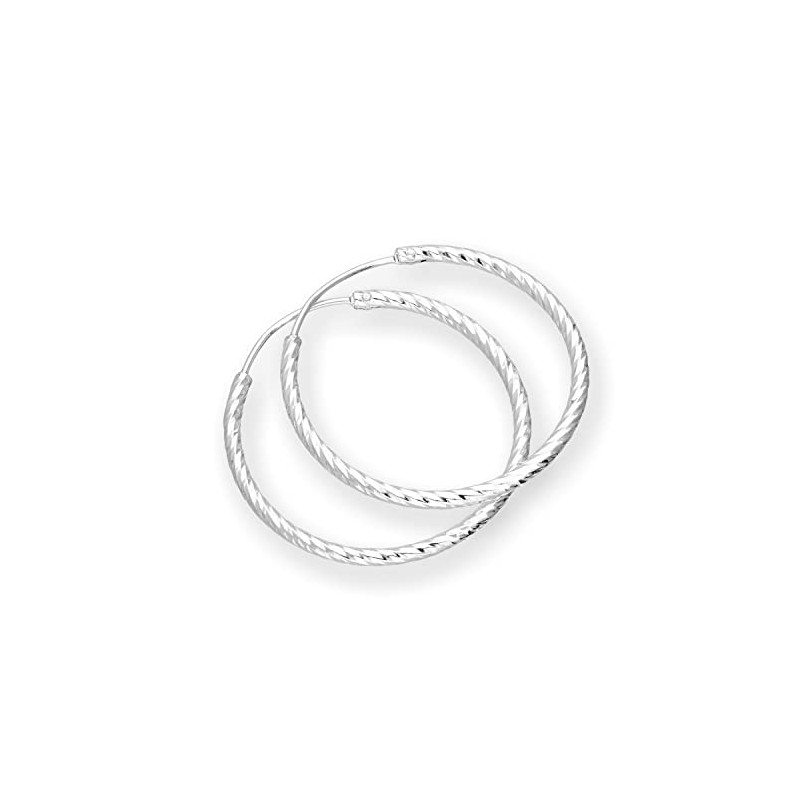 Sterling Silver Diamond Cut Hoop Earrings 24mm