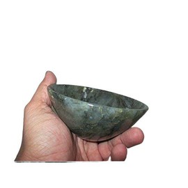 Jet International Women's Natural Labradorite Bowl 4" Large Gemstone Huge Big A+ Hand Carved Crystal Altar Healing Tray Dish Devotional Focus Spiritual Chakra Cleansing Metaphysical Psychic Reiki