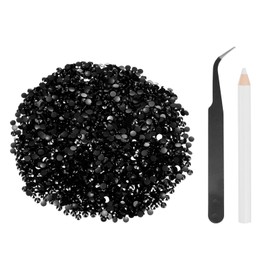 sourcing map 4000pcs Flatback Rhinestones Resin, SS16 4mm Resin Rhinestones Bulk Round Shine Gems with Pickup Tools for DIY Nail Art Tumblers Mugs Clothes, Black