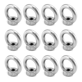 Ring Nuts M8 Made of 304 Stainless Steel, Pack of 12 Ring Eyelets, Eye Bolts for Lifting Accessories, 1.25 mm Thread