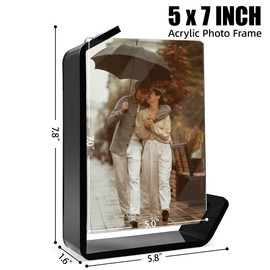 5x7 Picture Frames, 2-Pack Floating Acrylic Frame, Double-Sided Tabletop Display for Horizontal or Vertical Use, Perfect for Home or Office, Transparent & Black