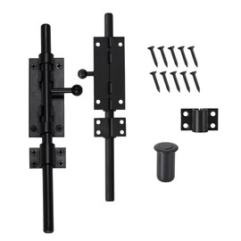 Barrel Bolt Latch 9.6 Inch Black Heavy Duty 304 Stainless Steel Slide Bolt Gate Latch Hardware for Outdoor Fence Wooden Gates Barn Door Inside Door
