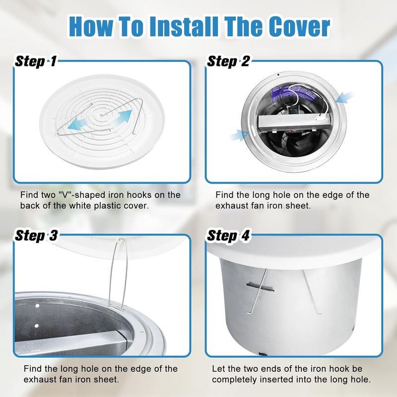 V2262-50 7 Inch Bathroom Exhaust Fan, 50 CFM Ceiling Exhaust