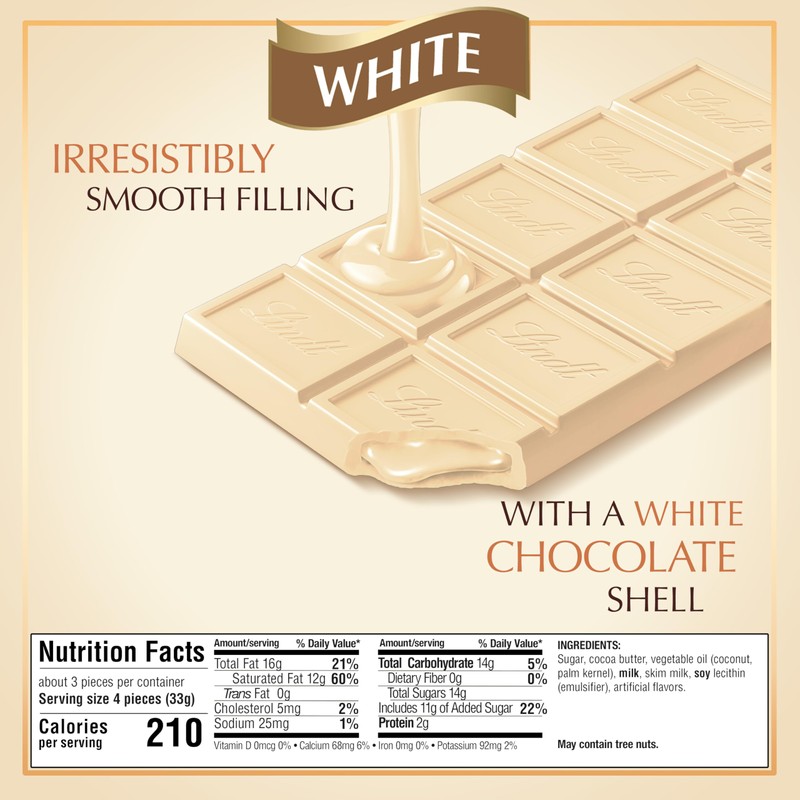 Lindt LINDOR White Chocolate Truffle Bar, Chocolate Candy Bar with