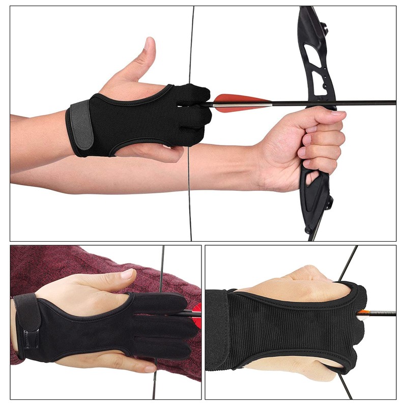 EMSea L/XL Archery Glove 3 Finger Shooting Hunting Leather Gloves