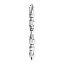 sourcing map Impact Tough Phillips Screwdriver Power Bits 6mm PH2 1/4" Hex Shank 2.56" Length S2 Steel Magnetic Double Ended Cross Head Hex Bits Industrial Grade Driver Bit, Silver Tone