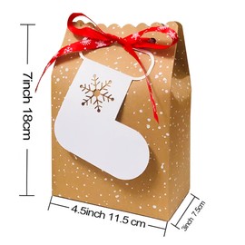 Atpxdk 24pcs Christmas Gift Bags, Assortment Kraft Holiday Gift Bags with Tags for Christmas Party Supplies, Christmas Treat Bags