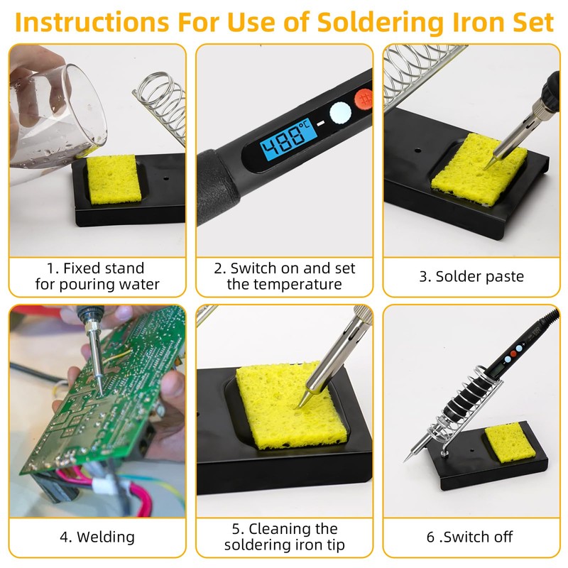 Soldering Iron Set, 60 W LCD Soldering Iron Adjustable Temperature