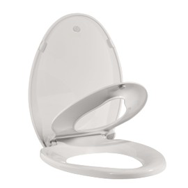 Toilet Seats Elongated, Toddler Potty Training Seat Built-In, Quiet-Close Lid, Safe PP Material, Easy Installation & Release with Hardware