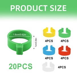 20Pcs Chicken Leg Rings Reusable Chicken Identification Leg Bands Multicoloured Easily Recognizable Chicken Identification Band Safe for Chickens Ducks Hens Goose Poultry Large Fowl