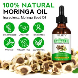 FSLHCY Moringa Oil Pure, Face & Hair Growth & Moisturizer & Massage Oil, Natural Cold Pressed, Reduces Fine Lines, Antioxidant & Anti-ageing (60ML)