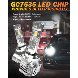 CENMOLL 9006 LED Headlight Bulb, 120W 24000LM 6000K White 600% Brightness HB4 9006 Headlight Bulb Canbus Error Free All-in-One Wireless Design Xenon Halogen Replacement Conversion Kit, Pack of 2