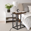 VECELO C-Shaped End Side Table with Charging Station & 2