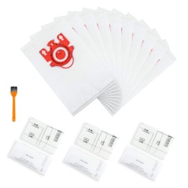 10 Pack FJM Vacuum Bags Compatible With Miele FJM,Miele Hoover Bags C1, S241, S290, S300i, S500, S700, S4, S6,S4000 and S6000 Series with 3 Set Air Clean Filter and 1 Cleaning Brush