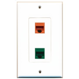 RiteAV 1 Port Cat6 Ethernet Orange 1 Port Cat6 Ethernet Green Wall Plate OVERSIZED Jumbo MIDI