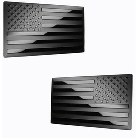 USA American Metal Flag Auto Fender Emblem for Cars Trucks Forward and Reverse Set (5"x3", Black - 2 Pack)
