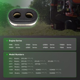 593260 Air Filter Applicable to 593260 798452 4247 5432 5432k 09P00 09P702 550E 500EX 550EX 625 575EX Lawnmower Air Filter Lawn Mower Replacement Parts 2 Packs